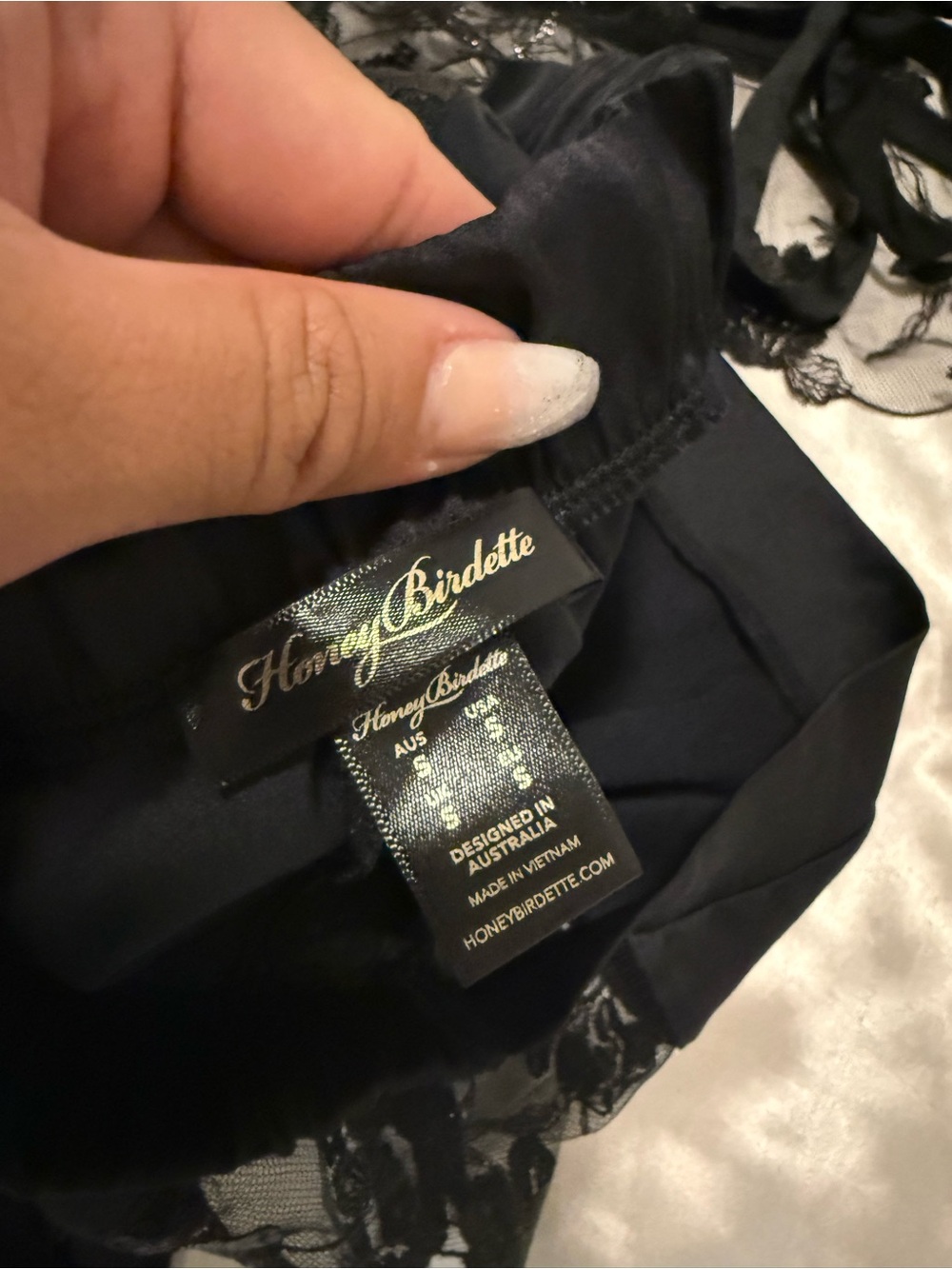 Honey Birdette Black Lace Bralette & Bikini Set with Satin Pouch - Picture 5 of 7